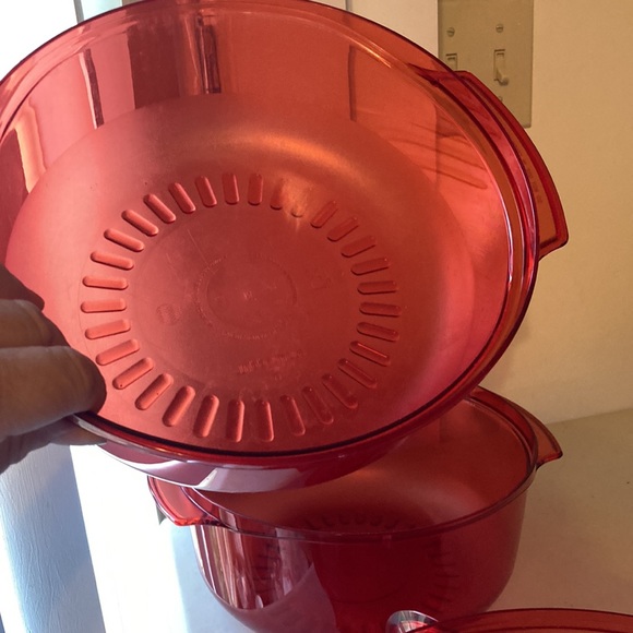 5 Pc TUPPERWARE TupperWave Stack Cooker Microwave Cranberry Steamer Bake - Picture 10 of 12